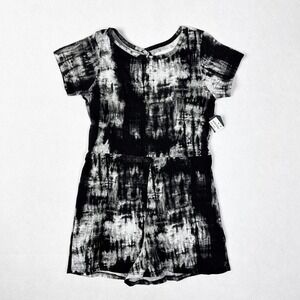 Melrose and Market Tie Dye Romper Girls S 7/8 Black White Short Sleeve One Piece